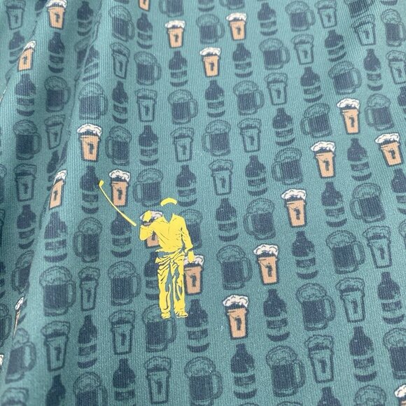 William Murray Mens Size XXL Green Golf Polo Beer Mug Print Performance Stretch - Picture 16 of 16